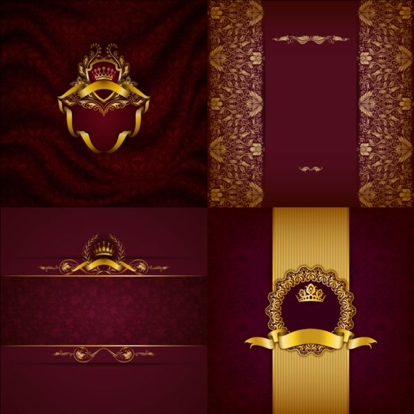 Ornate backgrounds with golden decoration vector 02
