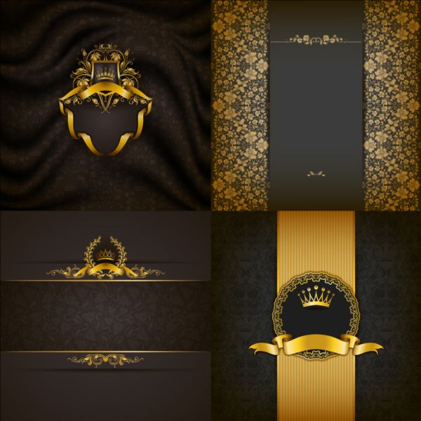 Ornate backgrounds with golden decoration vector 03