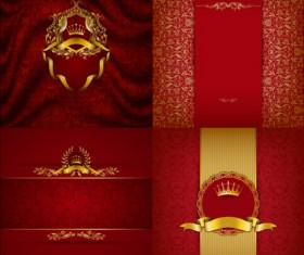 Ornate backgrounds with golden decoration vector 04