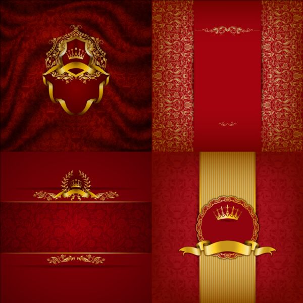 Ornate backgrounds with golden decoration vector 04
