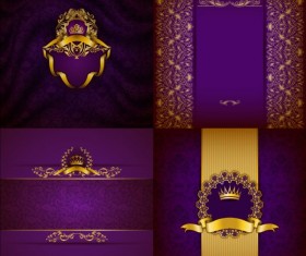 Ornate backgrounds with golden decoration vector 06