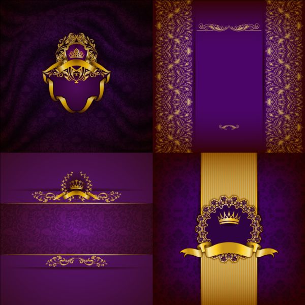 Ornate backgrounds with golden decoration vector 06