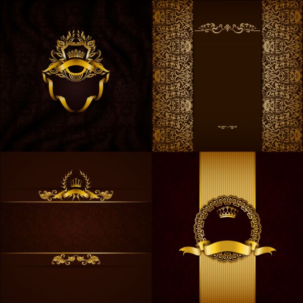 Ornate backgrounds with golden decoration vector 07