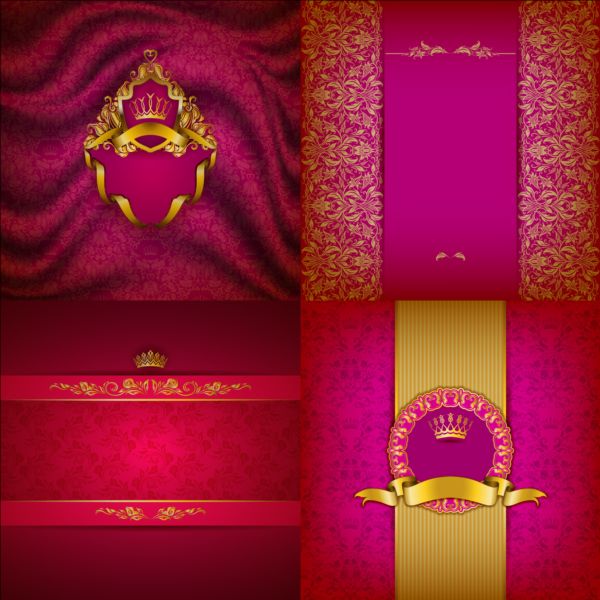 Ornate backgrounds with golden decoration vector 12