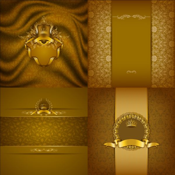 Ornate backgrounds with golden decoration vector 13