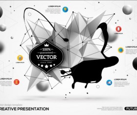 Paint stain and geometric shapes infographic vectors 02