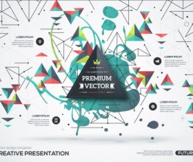 Paint stain and geometric shapes infographic vectors 05