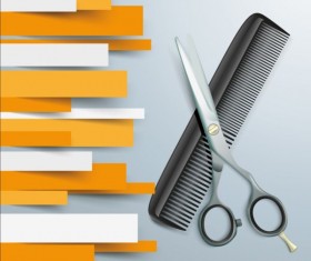 Paper Lines with scissors comb background vector