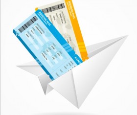 Paper airplane with airline tickets vector