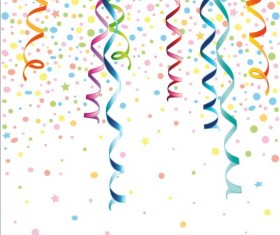Paper tapes with confetti background vector 02