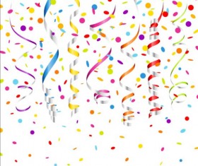 Paper tapes with confetti background vector 03