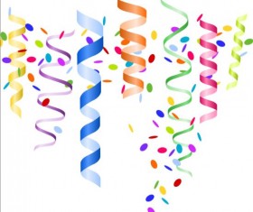 Paper tapes with confetti background vector 04