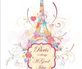 Paris eiffel tower beautiful background vector 09