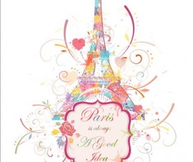 Paris eiffel tower beautiful background vector 12