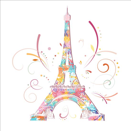 Paris eiffel tower beautiful background vector 14