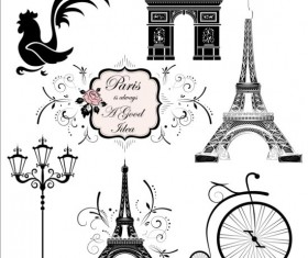 Paris style travel elements vector