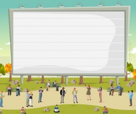 Parque people with big billboard vector 01