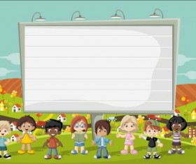 Parque people with big billboard vector 03