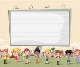 Parque people with big billboard vector 04