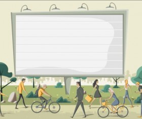 Parque people with big billboard vector 05