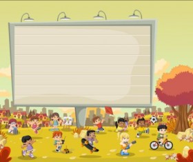 Parque people with big billboard vector 06