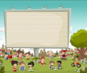 Parque people with big billboard vector 08