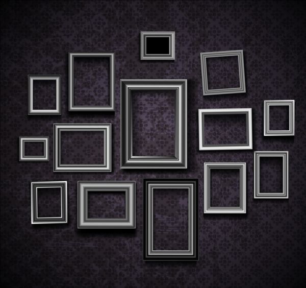 Photo frame and vintage wall vector 02