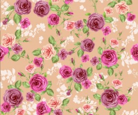 Pink rose seamless pattern vector material 01