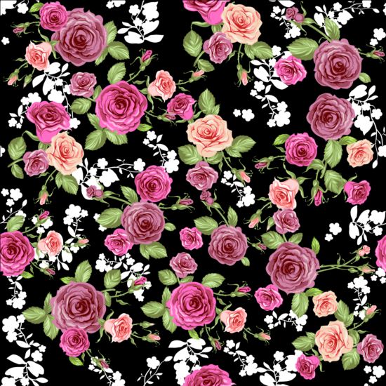 Pink rose seamless pattern vector material 03 free download