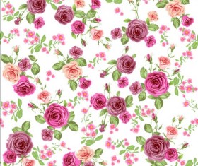 Pink rose seamless pattern vector material 06