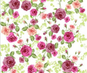 Pink rose seamless pattern vector material 07