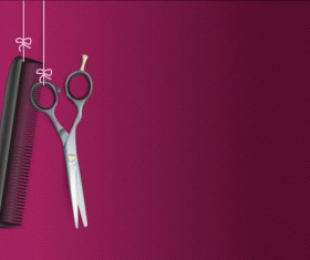 Purple background with scissors comb vector 02