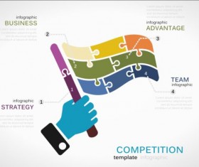 Puzzle with infographic template vectors 03