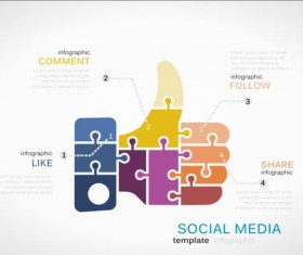 Puzzle with infographic template vectors 06