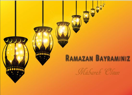 Ramadan Kareem mubarek with lantern background vector 02