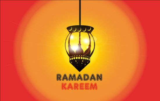 Ramadan Kareem mubarek with lantern background vector 08