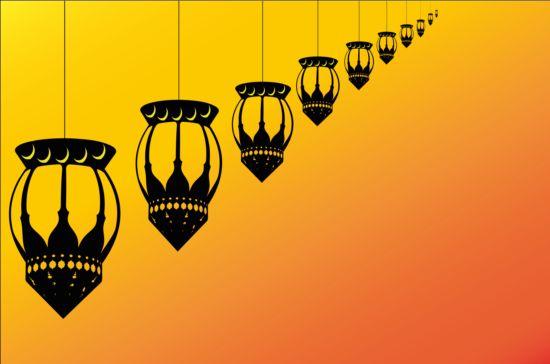 Ramadan Kareem mubarek with lantern background vector 09