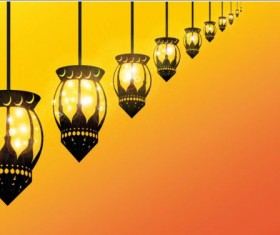 Ramadan Kareem mubarek with lantern background vector 10