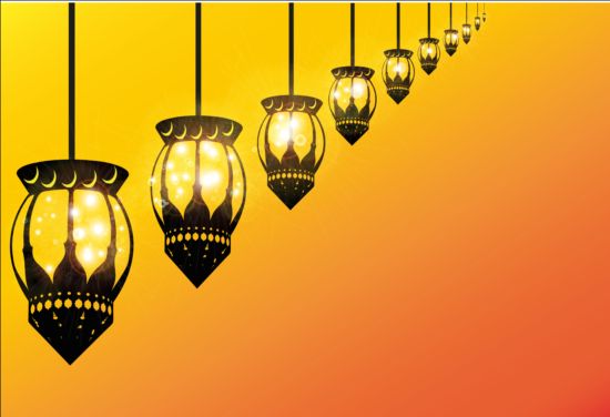 Ramadan Kareem mubarek with lantern background vector 10