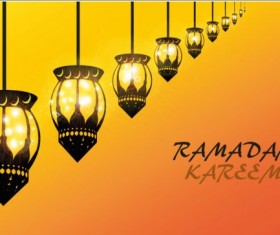 Ramadan Kareem mubarek with lantern background vector 11