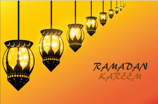 Ramadan Kareem mubarek with lantern background vector 11