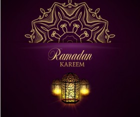 Ramadan kareem purple backgrounds vector set 02