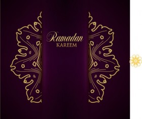 Ramadan kareem purple backgrounds vector set 03