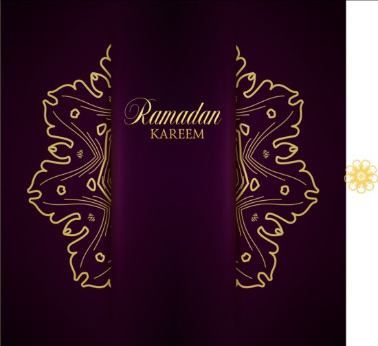 Ramadan kareem purple backgrounds vector set 03