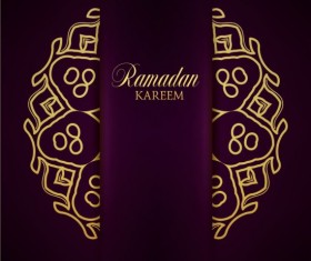 Ramadan kareem purple backgrounds vector set 04