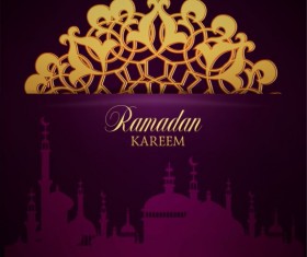 Ramadan kareem purple backgrounds vector set 05
