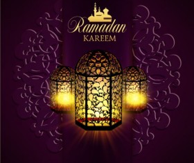 Ramadan kareem purple backgrounds vector set 07