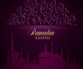 Ramadan kareem purple backgrounds vector set 08