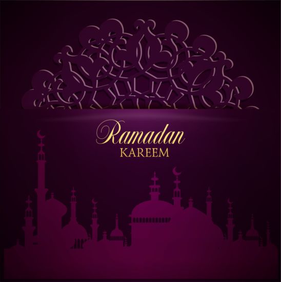 Ramadan kareem purple backgrounds vector set 08