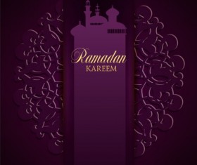 Ramadan kareem purple backgrounds vector set 09